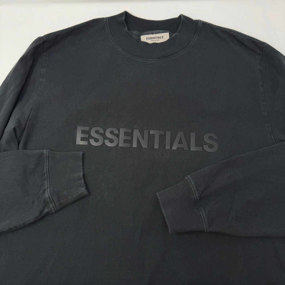 Fear of God Essentials Long Sleeve T-Shirt Black Silicone Logo Small FOG